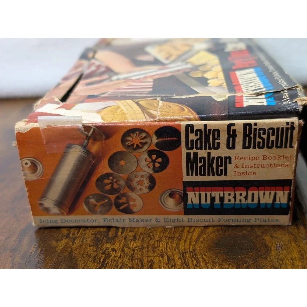 Vintage Nutbrown Party Time Cake & Biscuit Maker Press & Discs. New, Open Box.